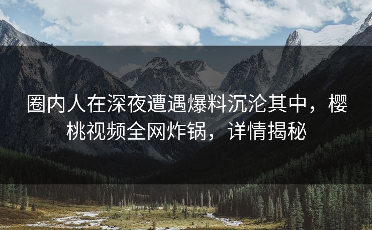 圈内人在深夜遭遇爆料沉沦其中，樱桃视频全网炸锅，详情揭秘