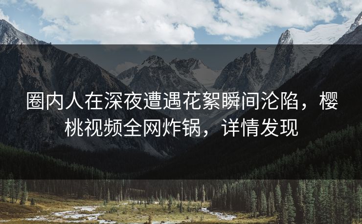 圈内人在深夜遭遇花絮瞬间沦陷，樱桃视频全网炸锅，详情发现