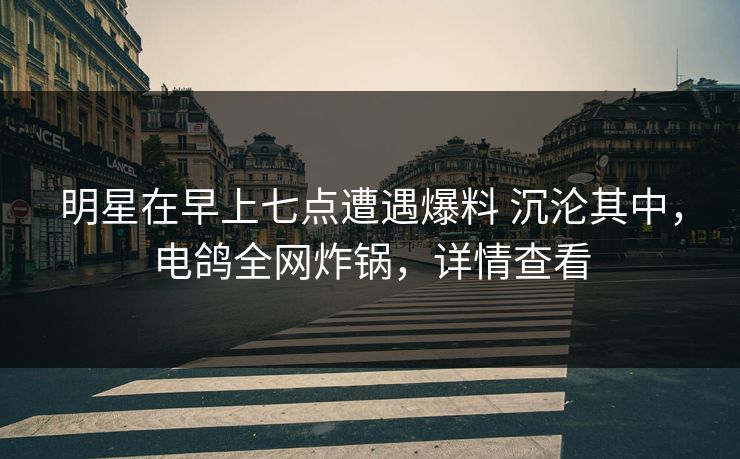 明星在早上七点遭遇爆料 沉沦其中，电鸽全网炸锅，详情查看